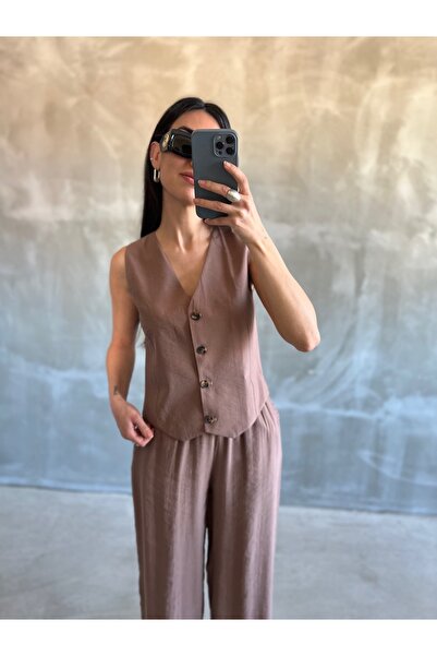 bymaestro woman طقم بنطلون سترة قماش مشروط للنساء