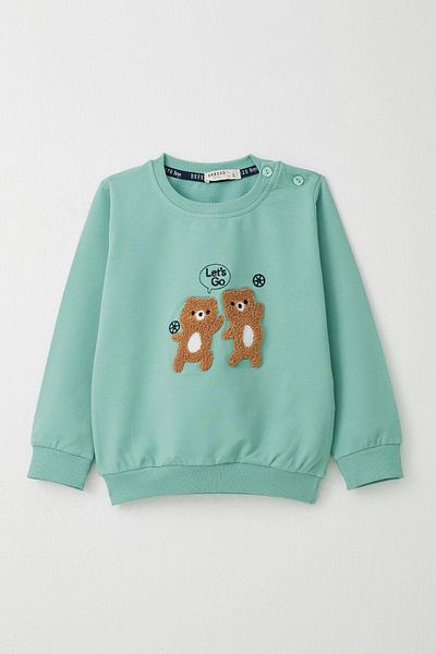 Breeze Baby Boy Tracksuit Set, Cute Embossed Moon 9 Months-3 Years, Aqua Green