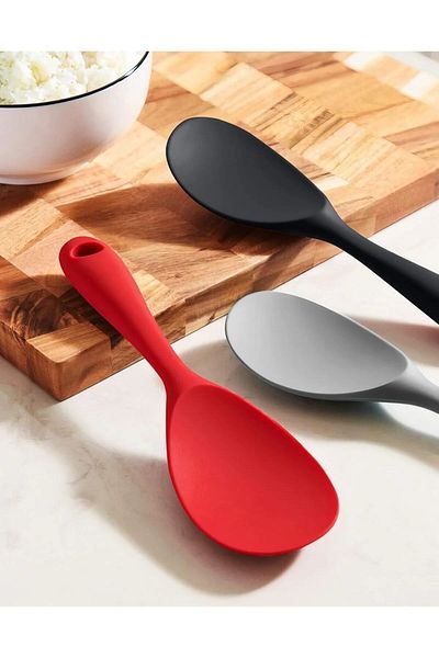 homeneeds Silicone Rice Cooking Spoon Ultra Hard Tip, High Temperature Resistant, Non Stick and Non Combustible