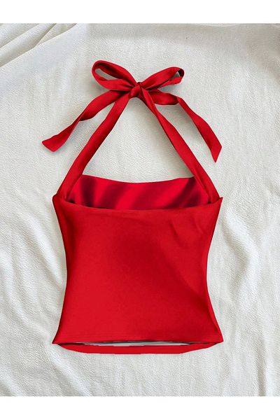 RABTEKS Red Bow Halter Crop