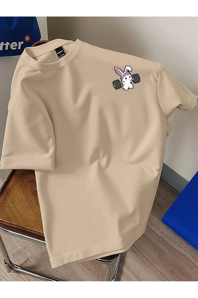 macklin Unisek Rabbit Gim Design Chest Printed Oversized majica