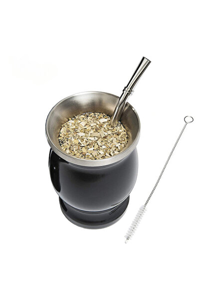 Choice ship in 24 hours Black 304 Stainless Steel Yerba Mate Cup 8oz Double W...