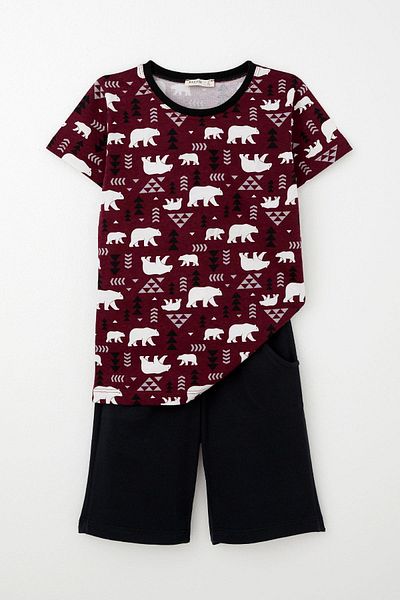 Breeze Set pijama băieți pentru fete și băieți cu pantaloni scurți, model drăguț cu urs polar, 4-8 ani, albastru cireș