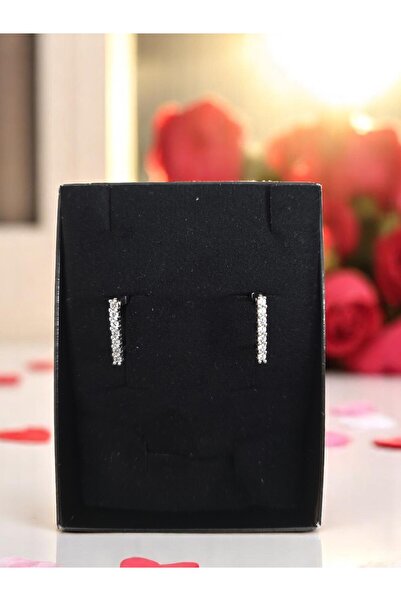 Genel Markalar 925 Ayar Gümüş Su Yolu Model Zirkon Taşlı Küpe Şık ve Zarif Hediyelik Takı