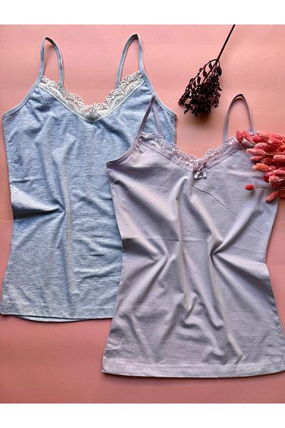 Elosia Pure Belle 2-Pack Lace Cotton V-Neck Women's Undershirt Elegant Meeting of Elegance and Comfort