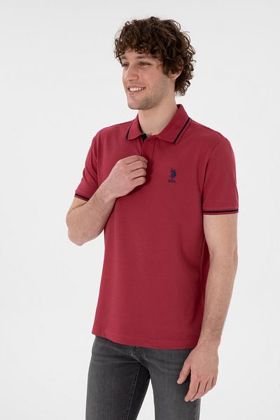 U.S. Polo Assn. تي شيرت بولو رجالي بقصة ضيقة بدون دخان أساسي VR223
