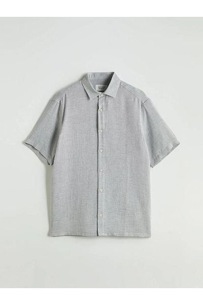 LC Waikiki Lcw Vision Gray Regular Fit Short Sleeve Men's Shirt