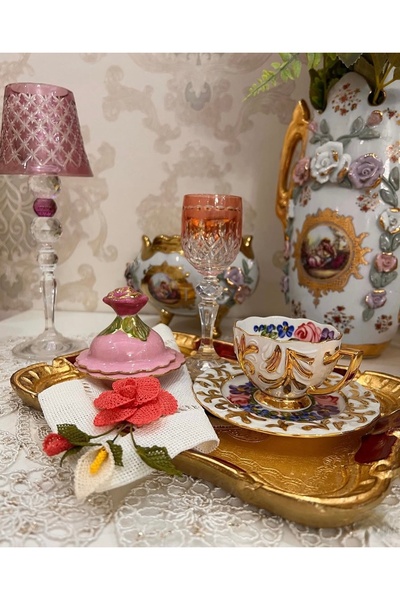 Handmade ESTERHOMEDECOR 6 person hand painting coffee cup set white color