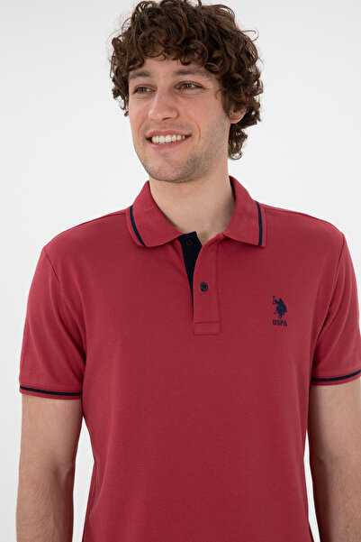 U.S. Polo Assn. Men's Slim Fit Polo Neck Cherry Basic T-Shirt 50305980-Vr223