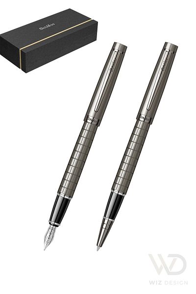 Scrikss 38 Dolmakalem - Roller Pen Set Carbon Gray Special Gift Boxed |   Name Writable