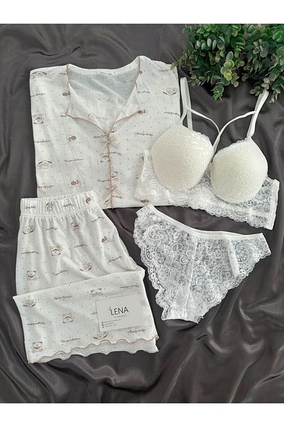 Lena Homewears Pureks Lovely Tedy Underwear Pajama Suit with Shorts