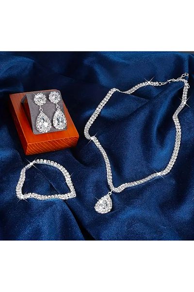 zehracatasariim Stylish Evening-Accessories Set for Day-Night Wedding Invitations: Necklace Earrings Ring and Bracelet