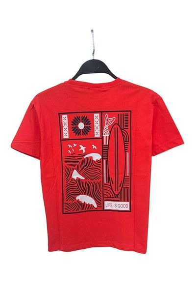 wakawakakidsstore Front and Back Printed Crew Neck Boy's T-Shirt - Red