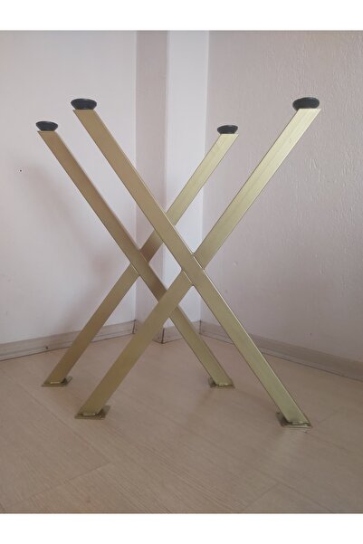 ELA FURNITURE X Metal Ayak - Masa Ayağı - Yemek Masası - 2 Adet Ayak 72cm Gol...
