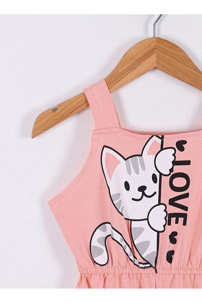 asiltr Girl's Jumpsuit - Cat Printed - Delicate Color