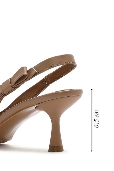 Derimod Women's Camel Open Back Thin Heeled Leather Shoes 25Sfd 132018