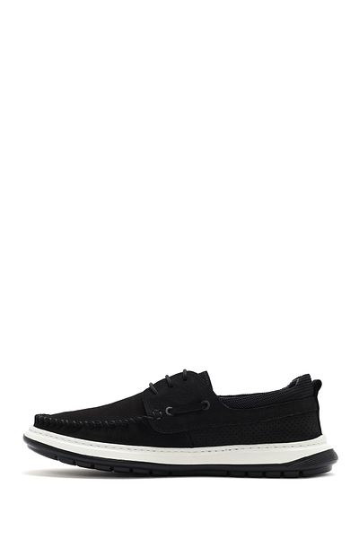 Derimod Men's Black Lace-Up Nubuck Leather Casual Shoes 25Sfd6810V3
