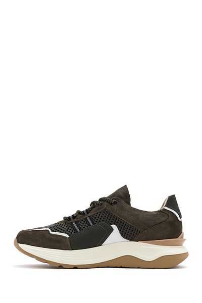 Derimod Men's Khaki Lace-Up Thick Sole Leather Sneaker 25Sfd 795014