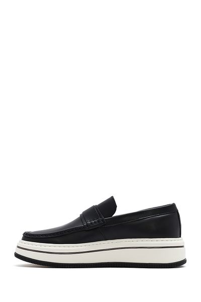 Derimod Men's Black Thick Soled Leather Casual Loafer 25Sfd 650118