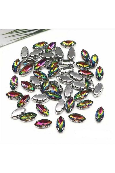 yiğit aksesuar 5x10 (1cm) Πράσινη Θήκη Janjan Dikstrum Shuttle Glass Stone 20 τεμάχια