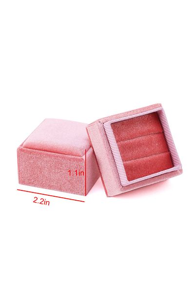 Choice Square Pink Hexagon Square Shape Velvet Jewelry Box Double Ring Storage Box Wedding Ring Display For