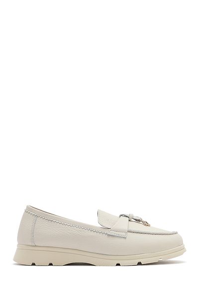 Derimod Women's Beige Leather Comfort Loafer 25Sfd1536Ft