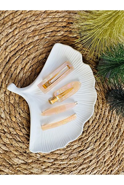 MARAL HAİR ACCESSORİES Sedefli iz yapmaz tokalı 4 lü set Toka