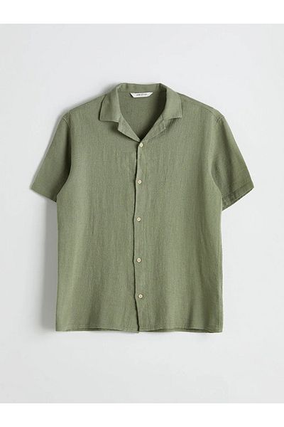 LC Waikiki Lcw Vision Green Regular Fit Short Sleeve Men's Textured Shirt