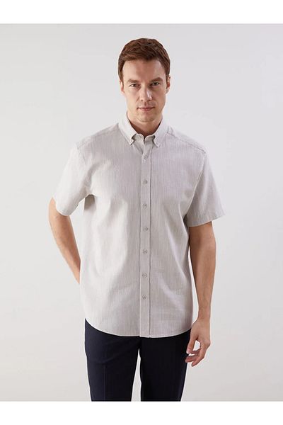 LC Waikiki Southblue Gray Regular Fit Short Sleeve Men's Shirt