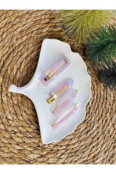 MARAL HAİR ACCESSORİES Sedefli iz yapmaz tokalı 4 lü set Toka