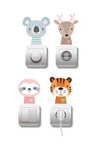 KT Decor غرفة الأطفال 4-Plus ملصق المقبس