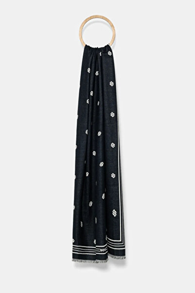 BOSS Kadın Logo Desenli Düz Kumaş Lacivert Şal & Eşarp & Fular 50535789-406