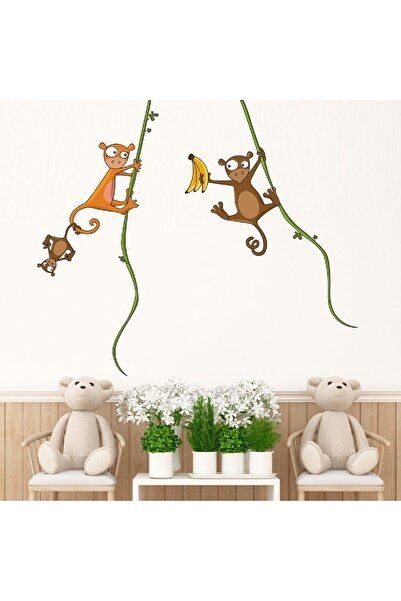KT Decor Смішні мавпи настінні наклейки для дитячої кімнати
