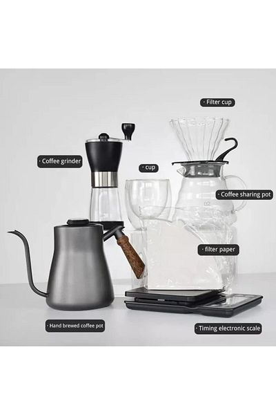 SALE V60 Coffee Maker Gift set Accessories Kitchen V60 Scale with timer Pour Over Kettle Server Paper