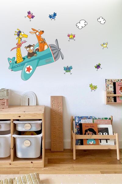 KT Decor Set de autocolante de perete pentru camera copiilor, cu pilot nebun ...