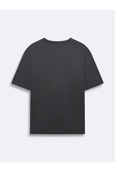 Ltb Basic Back Printed Relaxed Cut Loose Anthracite T-Shirt