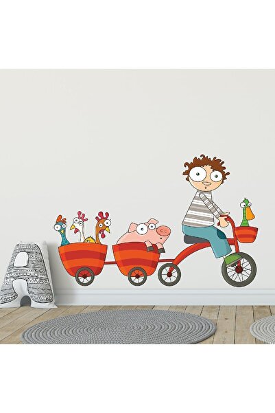 KT Decor Autocolant de perete pentru camera copiilor cu biciclete