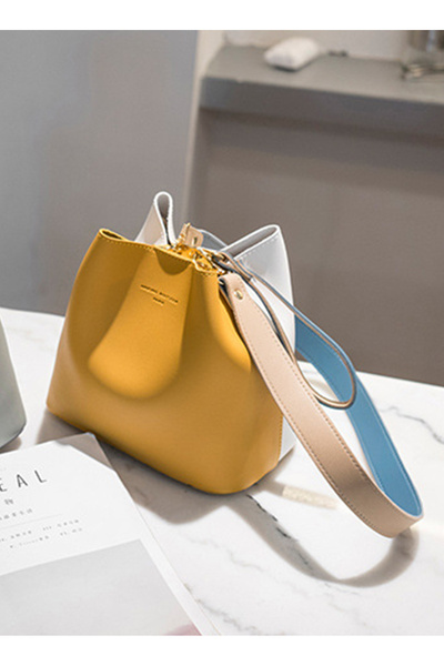 ETG Women's PU Casual Simple Shoulder Crossbody Bag Bucket Bag