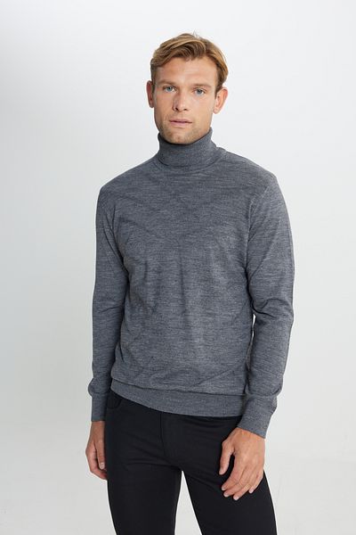 ALTINYILDIZ CLASSICS Men's Gray Melange Warm Standard Fit Knitwear