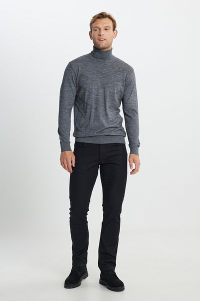 ALTINYILDIZ CLASSICS Men's Gray Melange Warm Standard Fit Knitwear