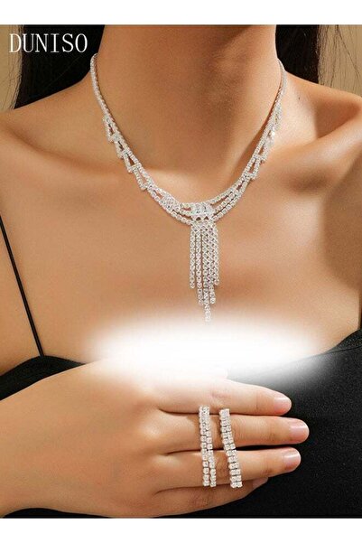 Generic Duniso 2-piece Bridal Crystal Jewelry Set With Necklace And Earrings,...