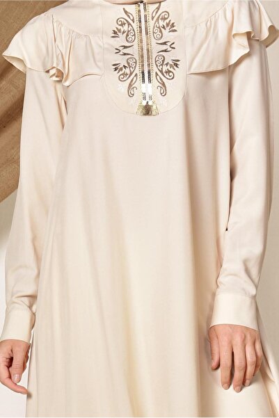 Alvina Shoulder and Embroidery Detail Shoulder Tunic with Volan 4120