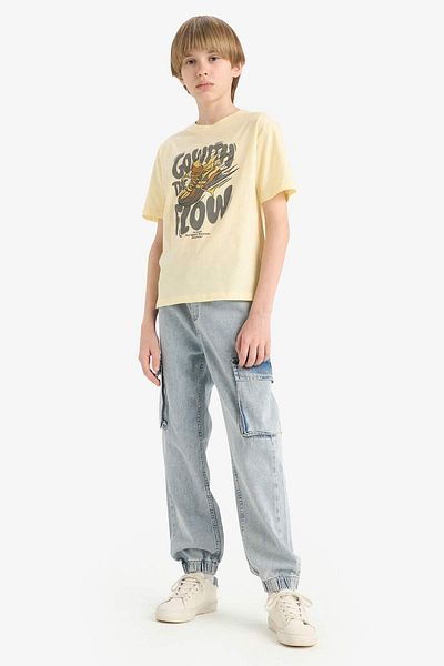 DeFacto Boy's Crew Neck Printed Short Sleeve T-Shirt E6312A825Hs