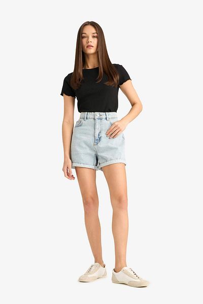 DeFacto Fitted Crew Neck Basic Plain Short Sleeve White T-Shirt F3486Axns