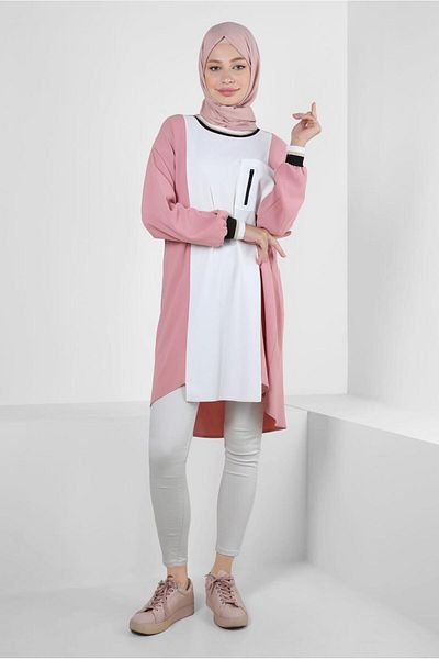 Alvina Two-Color Tunic with Elastic Cuffs 43914