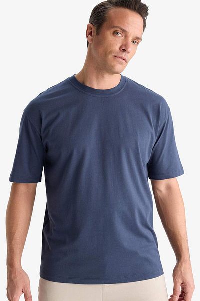 DeFacto 100% βαμβακερό Oversize Wide Fit Crew Neck Basic μασίφ κοντομάνικο T-shirt T7037az25sm