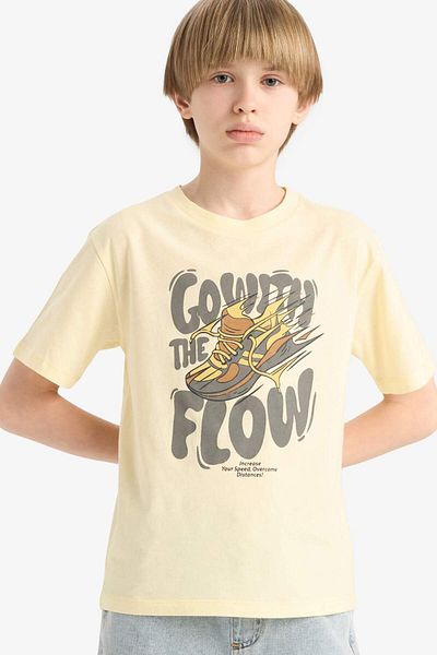 DeFacto Boy's Crew Neck Printed Short Sleeve T-Shirt E6312A825Hs