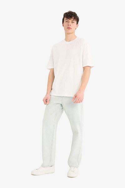 DeFacto 100% βαμβακερό Oversize Wide Fit Crew Neck Basic μασίφ κοντομάνικο T-shirt T7037az25sm