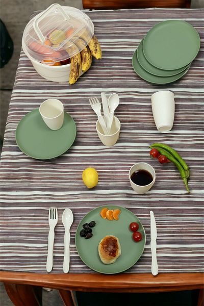 İronika Green Picnic Set for 6 People - 32 Pieces Plastic Dining and Breakfast Set