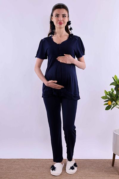 ByLohusa Effortt Navy Blue Maternity Pajama Set